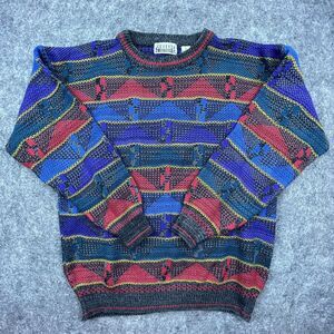 Vintage City Streets Sweater Medium Primary Colors Cosby‎ 80s Dad